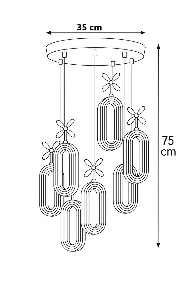 Led Alfa 6'li Gold Kumandalı 3 Renk Ledli Modern Led Avize